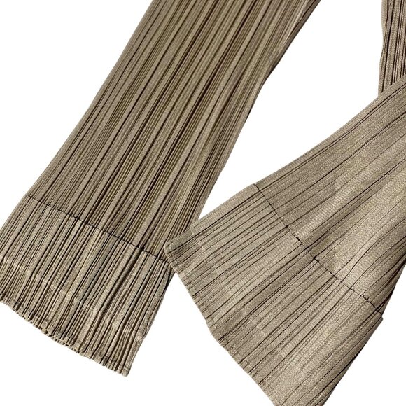 PLEATS PLEASE Issey Miyake Tan Gold Camel Capri Pants Trousers Size 3 S M L - Picture 4 of 7